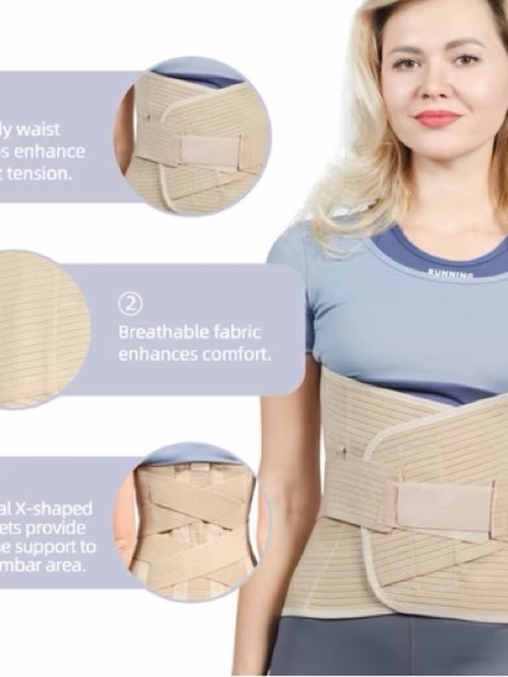 Brand New GKTG Back Brace UNISEX for lower back Pain Breathable Back Support